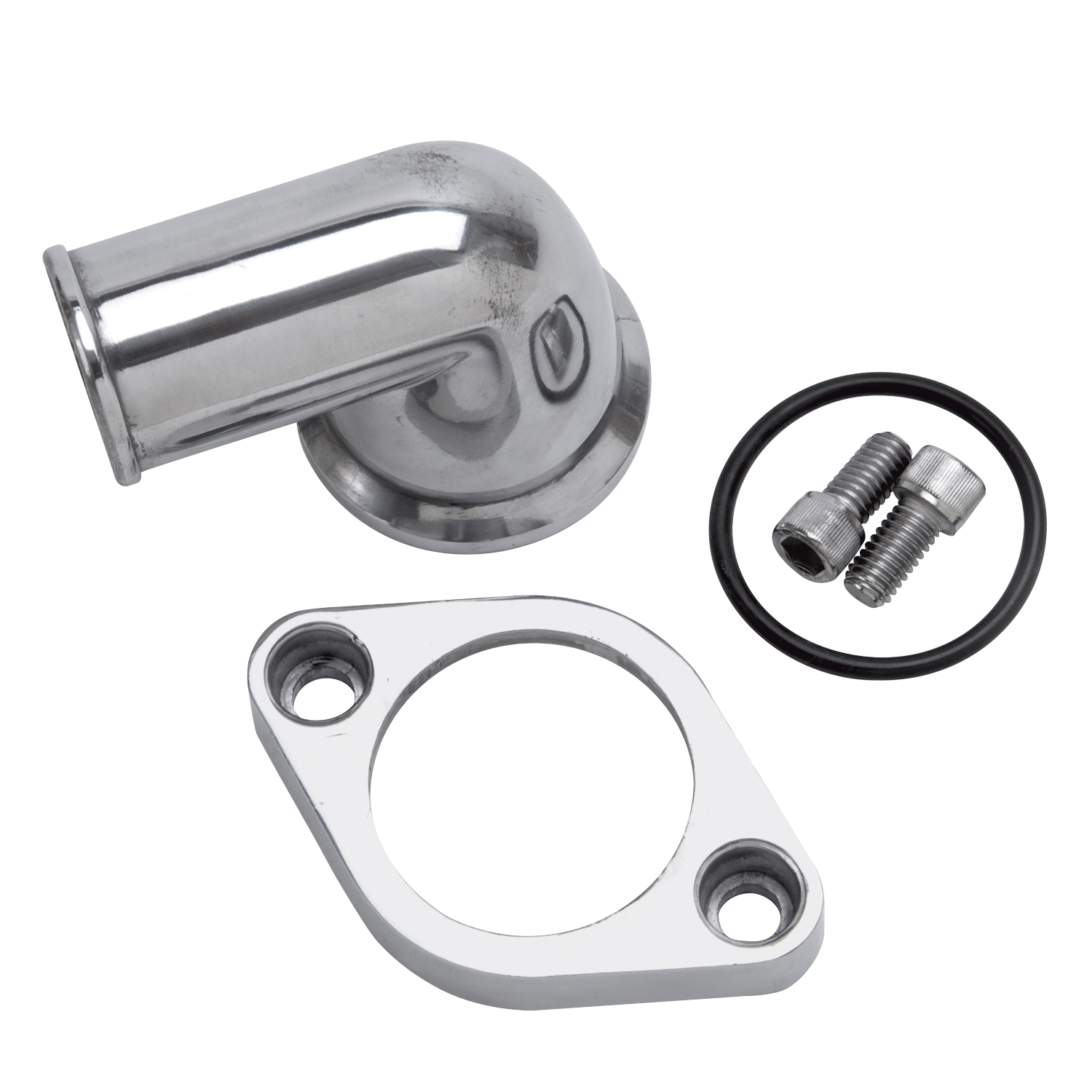 Edelbrock 90 Deg. Polished Aluminum Waterneck for Chevy 4.3L V6 & Chevy V8