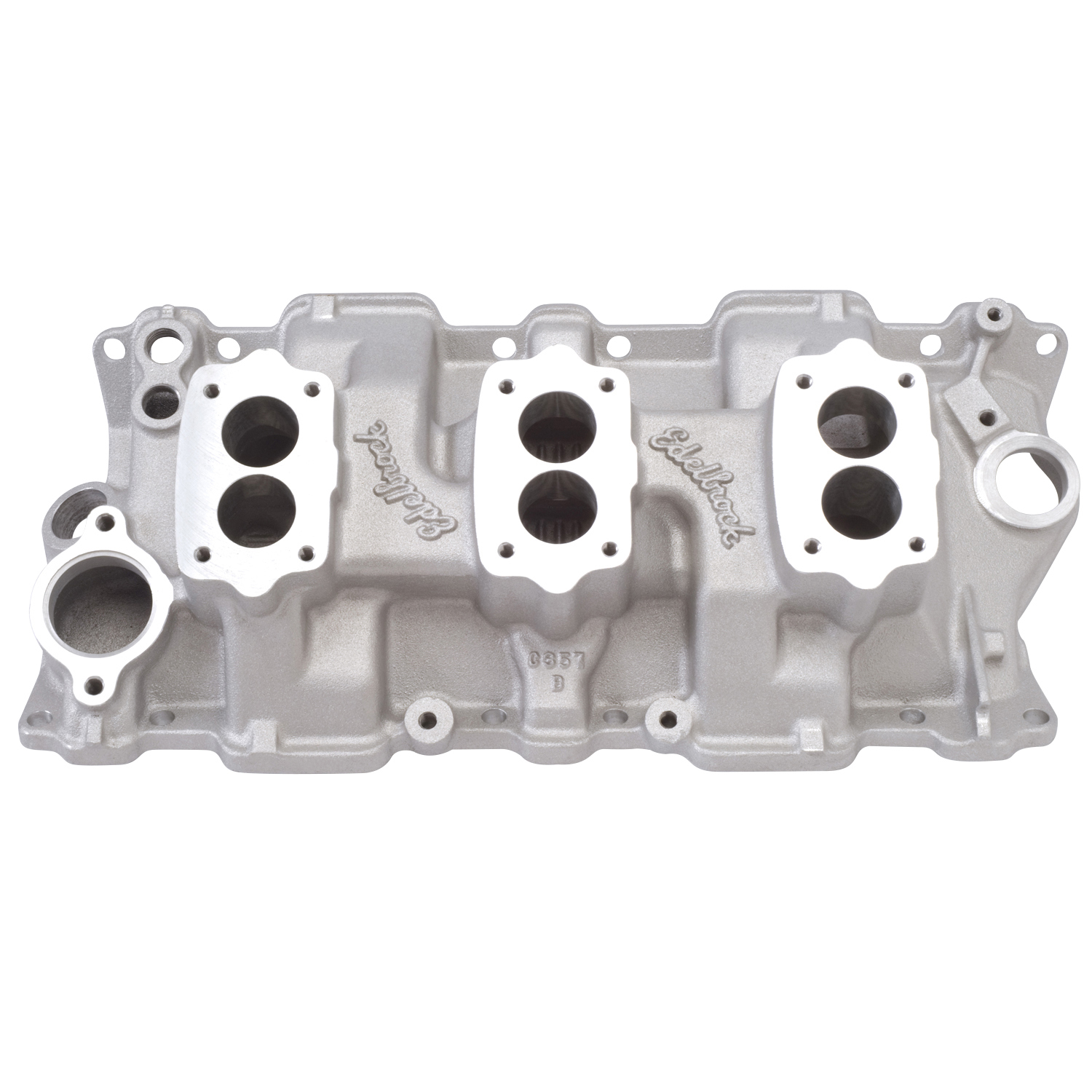 Edelbrock C-357-B Triple-Deuce Manifold Small Block Chevy 4-Bolt Carb Pattern