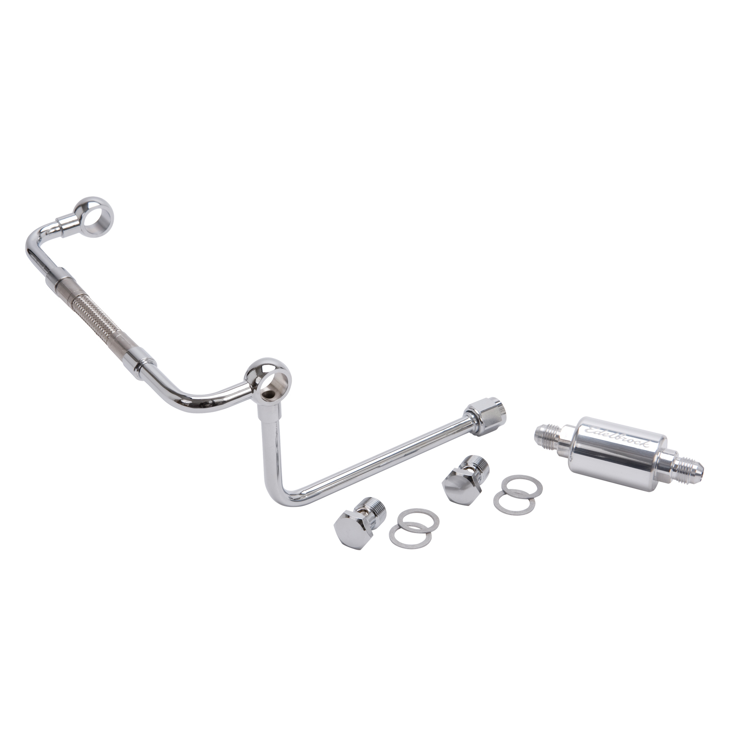 Duel-Feed Fuel Line Chrome With Polished Filter