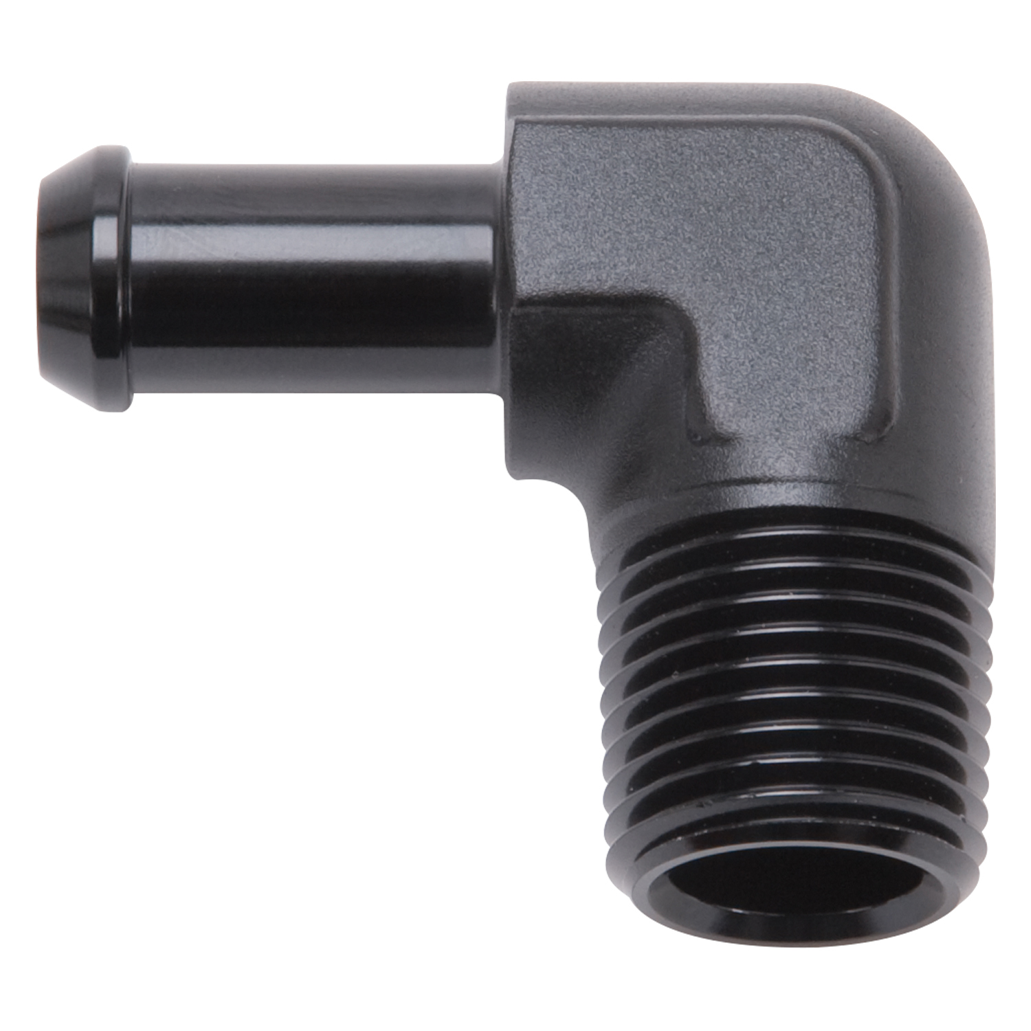 Heater Hose End Fitting - 90 Deg with 1/2 inch NPT and 3/8 inch Barb