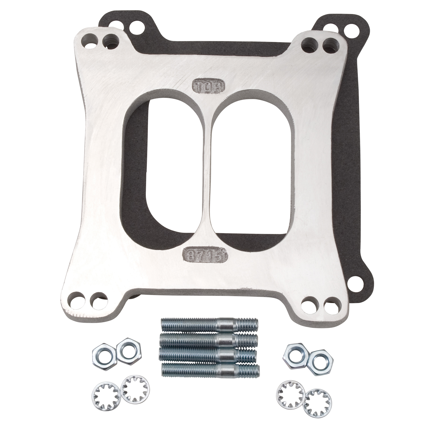 Carburetor Spacer Divided Center 1/2 inch Thick For 2-Plane Manifolds